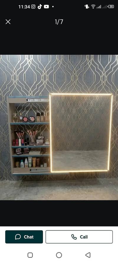 modern floating led mirror cabinet / make up vanity
