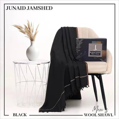 Junaid Jamshed Men Wool Shawl Black Fringed