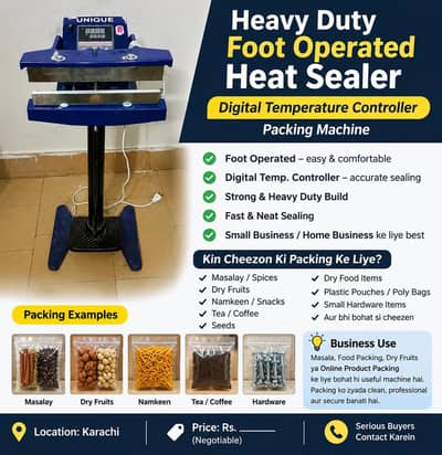 Heavy Duty Foot Operated Heat Sealer | Digital Temperature Controller