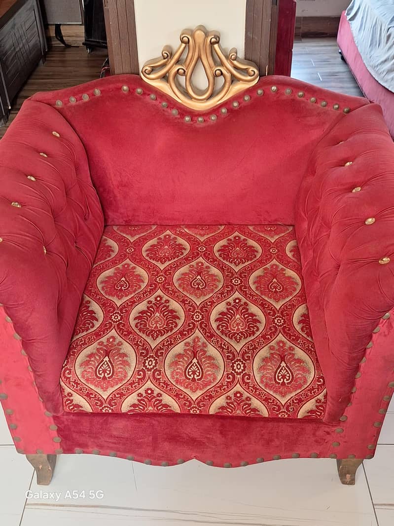 sofa set in deep red colour 1