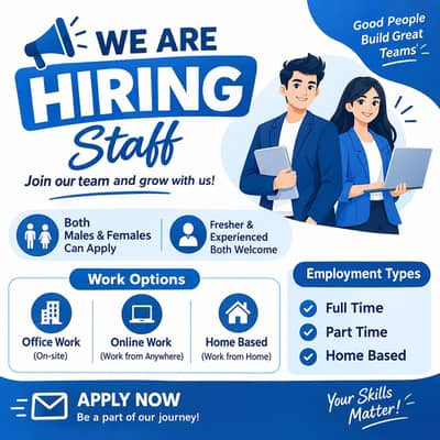 We are hiring staff for work.