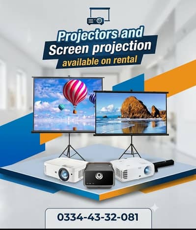 Projector and screen available on rent