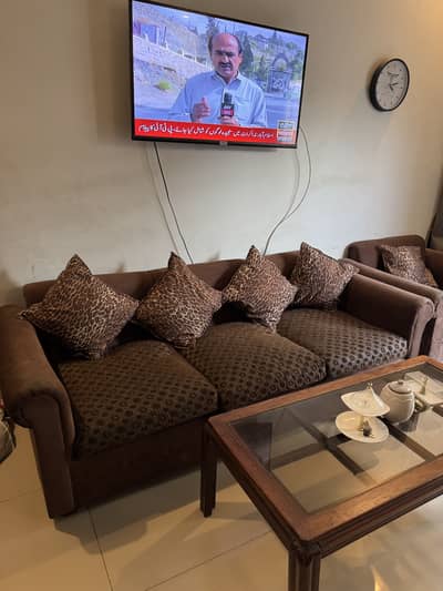 7 Seater Sofa Set – Good Condition | Brown Fabric