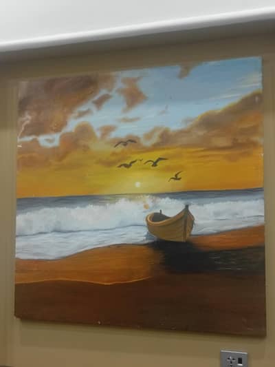 Handmade Sunset Beach Painting | Acrylic on Canvas