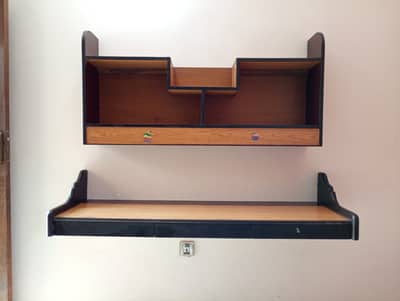Wall Mounted wooden Study Table with Book Rack & Drawers (03258653391