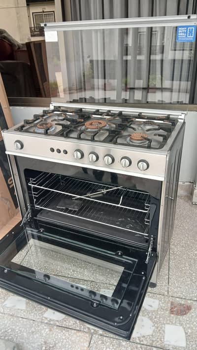 5-Burner Stainless Steel Gas Stove with Oven & Electric Ignition