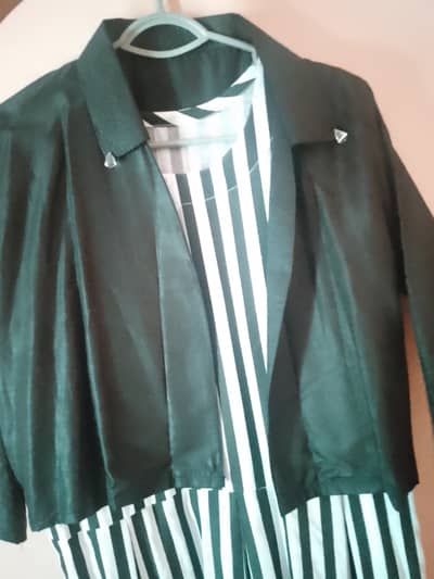 Trendy white & black frowk with mini jacket