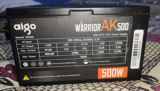 Warrior Ak 500 watt power supply with box