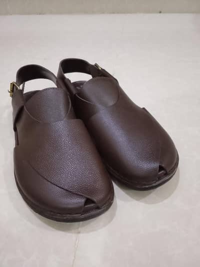 Bata men's brown peshawri sandals, stylish leather look khussa chappal