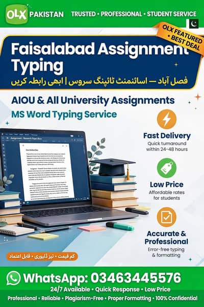 AIOU Assignment MS word Typing service 300