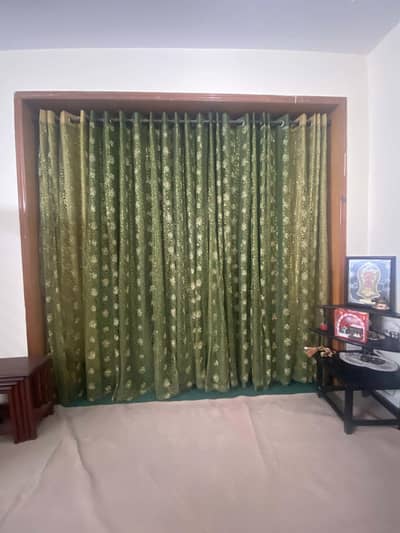 two shaded heavy fall embroidered net curtains