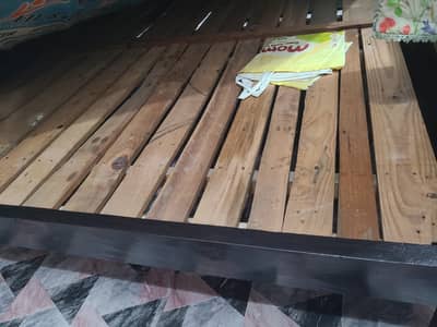 Double Bed with Black Carved Headboard for sale
