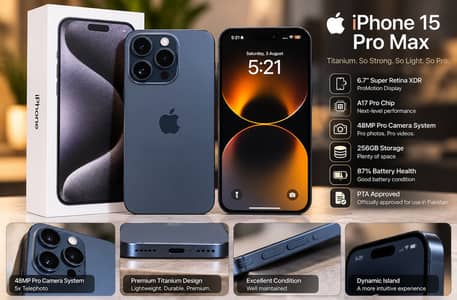 Apple iPhone 15 Pro Max |  256GB | PTA Approved | 87%