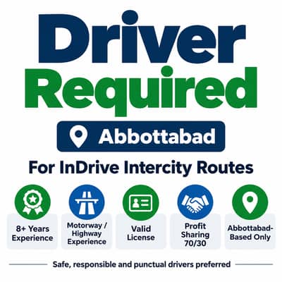 Experienced Driver Required for InDrive – Abbottabad