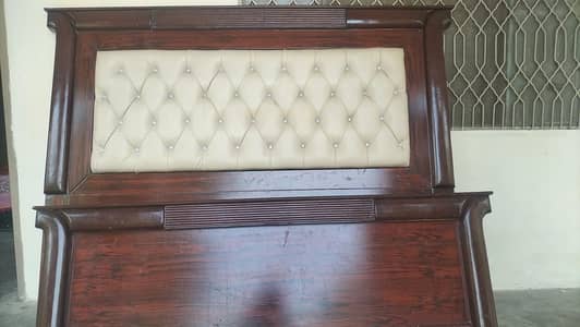 King size wooden bed with side tables + Molty Foam mattress in Sialkot