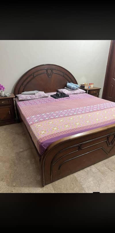 Walnut Wooden Bed Set