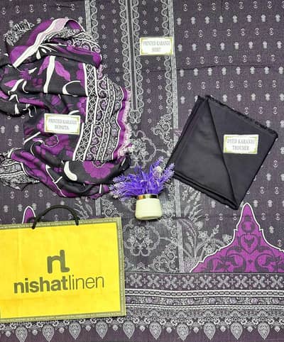 Elegant Black & Purple Printed 3-Piece Suit for Women