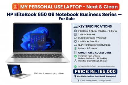HP elitebook 650G9 notebook 32gb 256gb