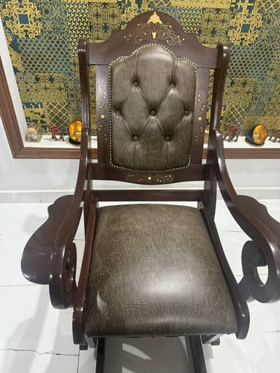 Luxury Wooden Glider Rocker with Ottoman – Mint Condition