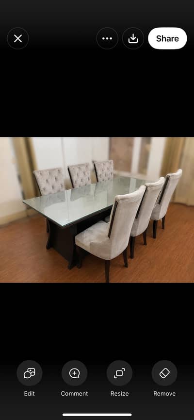 Elegant 6-Seater Dining Table Set – Glass Top with 6 Chairs