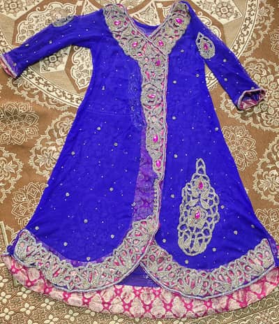 Urgent Sale! Royal Blue Heavy Handwork Gown Coat (Size Large)