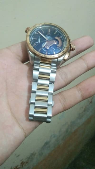 TAG heuer grand Carrera calibre  36- blue dial- two tone- scratchesles