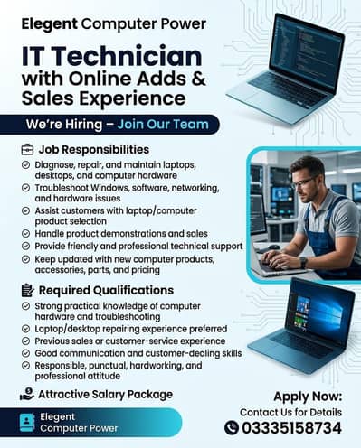 IT Technician with online adds and sales experience
