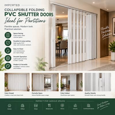Imported Collapsible Folding pvc Shutter Doors Ideal for Partitions
