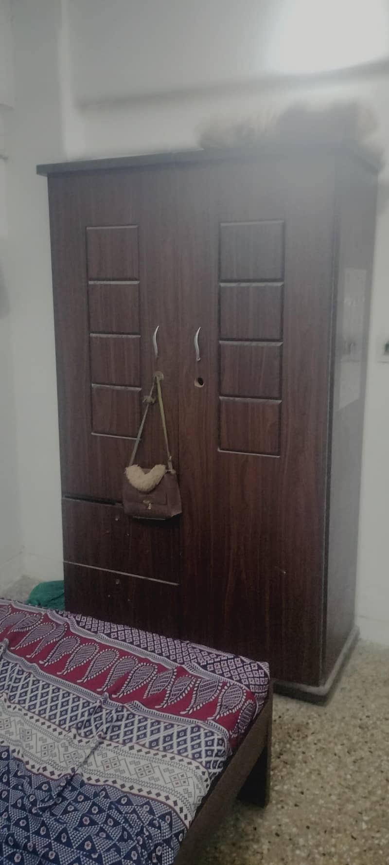 bed and side table and wardrobe 1