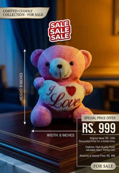 Cute Pink Teddy Bear - I Love You - Birthday / Anniversary