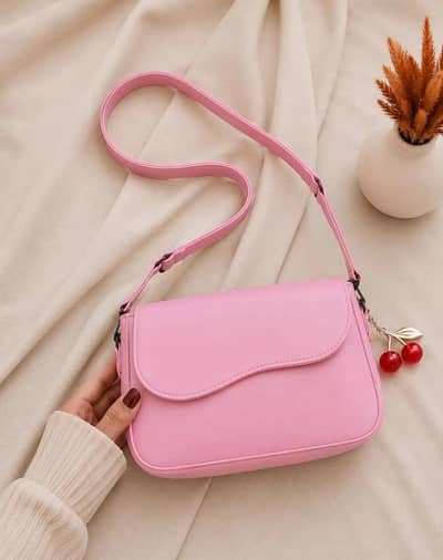 Leather Plain Shoulder Bag !!