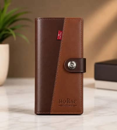 premium men's snap long wallet