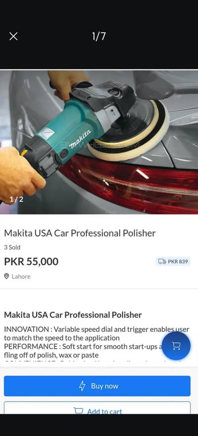 Makita Professional Car Polisher / Buffer with Complete Pad Kit