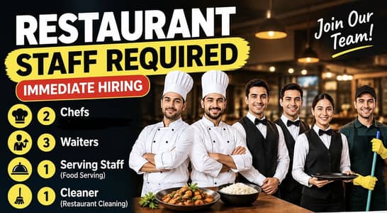 Experienced Chefs Required / waiter /cleaner