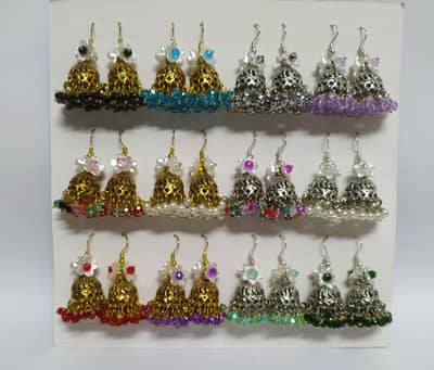 Multi color crystal Jhumki Earrings