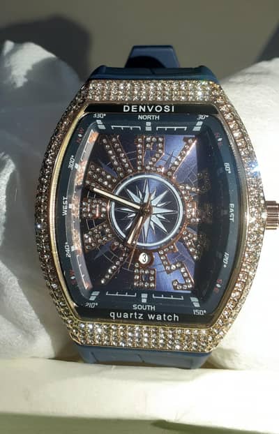 frank muller watch dark blue and golden