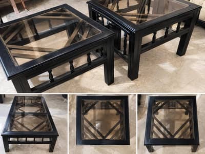 Black Glass Coffee Table Set