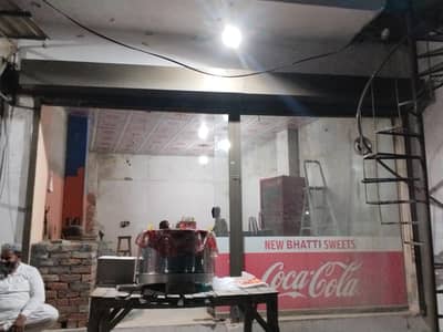 shop glass door with frame in used
