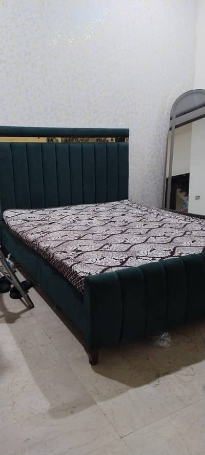 Emarld green bed with original wood King size bed