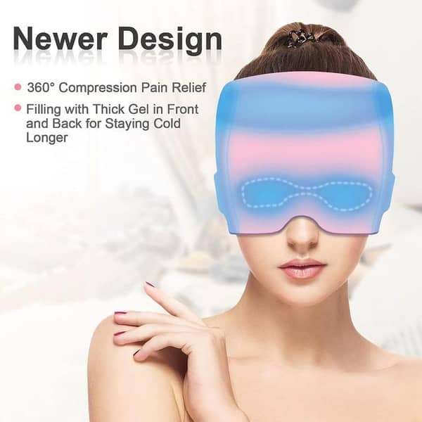 T  Migraine Relief Cap, All Around Gel Covered Reusable Headache Relief Cap, Black Migraine Cap for Headache Relief, Puffy Eyes