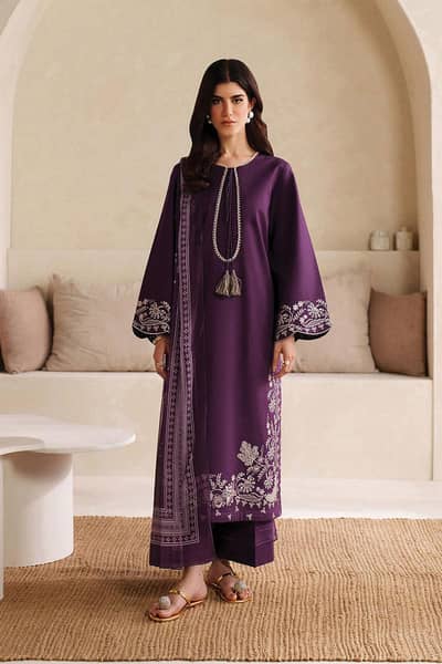 Garnet Winter Dhanak Embroidered 3 Piece Unstitched Suit