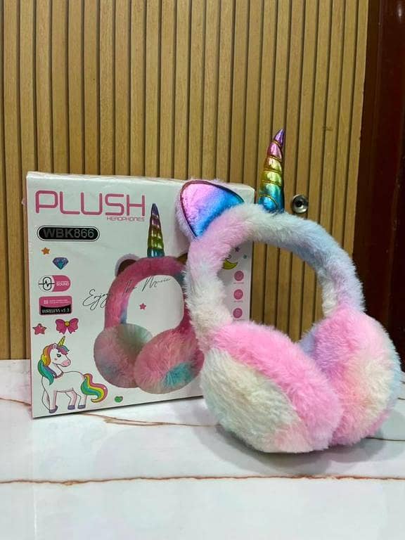 Plush Unicorn Wireless Headphones for Kids | Bluetooth 5.3 | HiFi Stereo Sound | Rechargeable Battery | Built-in Microphone
