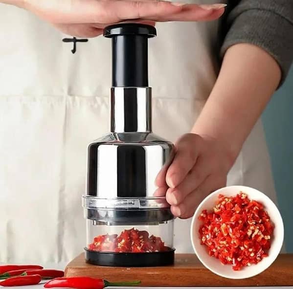T  Manual Onion & Vegetable Chopper Hand Press - Onion Garlic Ginger Chili Chooper - Push Type Kitchen Food Chopper - Multifunction Vegetable Cutter & Mini Food Processor Tool For Home & Kitchen Use