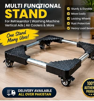 Premium Adjustable Washing Machine & Refrigerator Stand with wheels