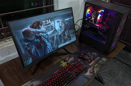 Gaming PC Full Setup Ryzen5 3600 RX6600 XT 8GB/16GB,MSI Curved Monitor