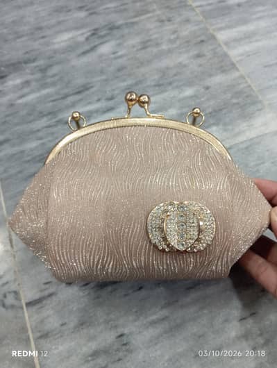 Golden glitter bridal clutch beg - party wear new