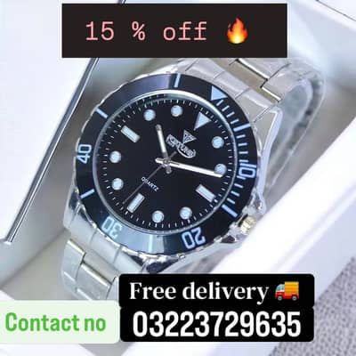 Men stainlees  silver watch