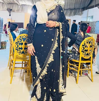 black embroided saree