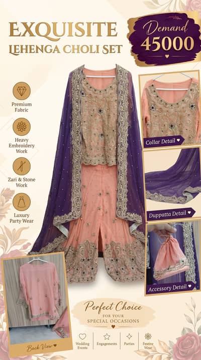 Designer Party Wear / Bridal Lehenga Kurti Set with Contrast Dupatta