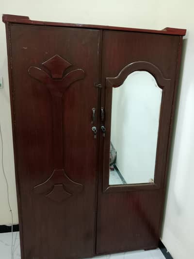 Wooden Wardrobe with Mirror – 2 Door